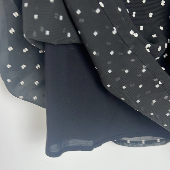 Maje Modern Pleated Allover Black & White Polka Dot Print Shift Mini Dress Small - Picture 10 of 11